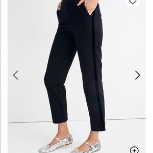 Black Tapered Pants with Velvet Tuxedo Stripe